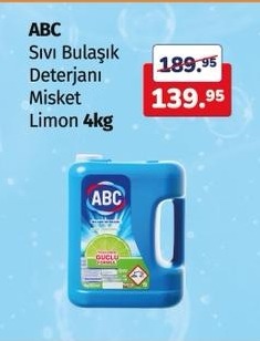 Abc Sıvı Bulaşık Deterjanı Misket Limon 4Kg