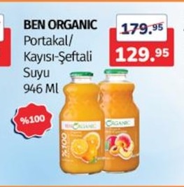 Ben Organic Portakal/Kayısı-Şeftali Suyu 946 Ml