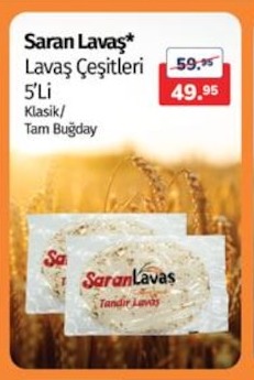 Saran Lavaş Çeşitleri 5'Li Klasik/Tam Buğday