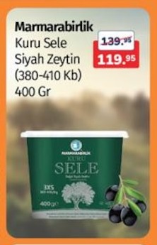 Marmarabirlik Kuru Sele Siyah Zeytin 400 Gr