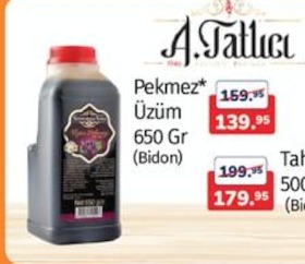 A. Tatlı Pekmez Üzüm 650 Gr (Bidon)