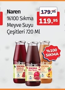 Naren %100 Sıkma Meyve Suyu Çeşitleri 720 Ml