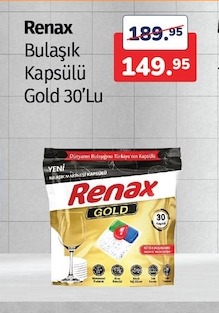 Renax Bulaşık Kapsülü Gold 30'Lu