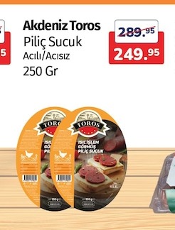 Akdeniz Toros Piliç Sucuk Acılı/Acısız 250 Gr