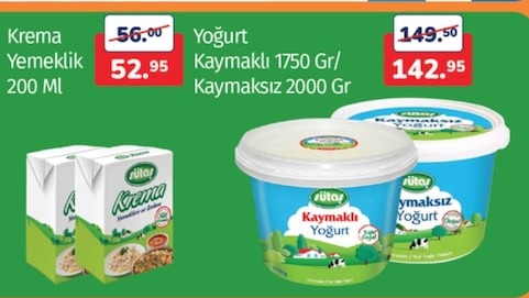 Krema Yemeklik 200 Ml
Yogurt Kaymakli 1750 Gr/ Kaymaksiz 2000 Gr