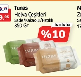 Tunas Helva Çeşitleri Sade/Kakaolu/Fıstıklı 350 Gr