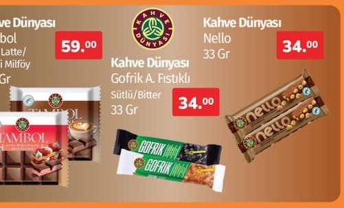 Kahve Dünyasi Gofrik A. Fistikli Sütlü/ Bitter 33Gr
