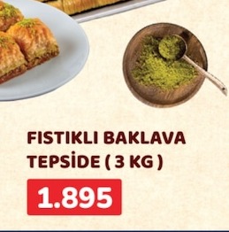 Fıstıklı Baklava Tepside 3Kg