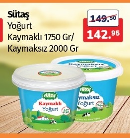 Sütaş Yoğurt Kaymaklı 1750 Gr / Kaymaksız 2000 Gr