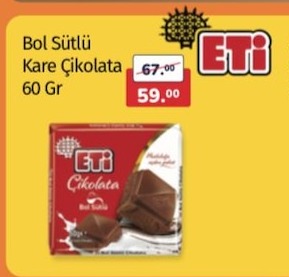 Eti Bol Sütlü Kare Çikolata 60 Gr