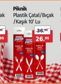 Piknik Plastik Çatal/Bıçak / Kaşık 10' Lu