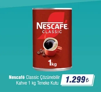 Nescafe Classic Çözünebilir Kahve 1 Kg Teneke Kutu