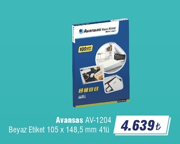 Avansas Av-1204 Beyaz Etiket 105 X 148,5 Mm 4'Lü