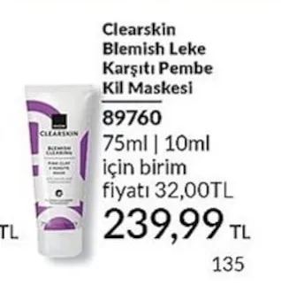 Clearskin Blemish Leke Karşıtı Pembe Kil Maskesi 75Ml | 10Ml