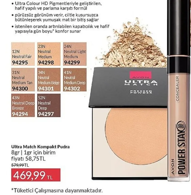 Ultra Match Kompakt Pudra 8Gr Ve Power Stay Concealer
