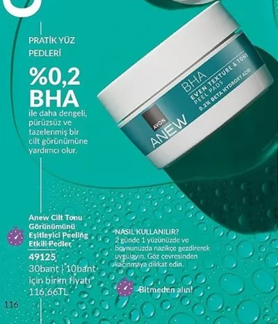 Avon Anew Cilt Tonu Görünümünü Eşitleyici Peeling Etkili Pedler