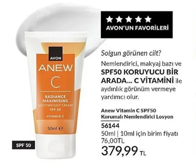 Avon Anew C Radiance Maximising Lightweight Cream Spf 50 50Ml