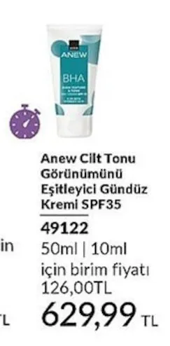 Anew Cilt Tonu Görünümünü Eşitleyici Gündüz Kremi Spf35