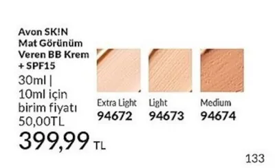 Avon Sk!N Mat Görünüm Veren Bb Krem + Spf15 30Ml