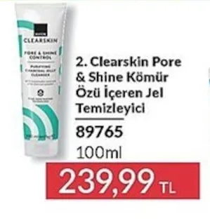 Clearskin Pore & Shine Kömür Özü Içeren Jel Temizleyici 100Ml