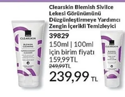 Clearskin Blemish Sivilce Lekesi Görünümünü Düzgünleştirmeye Yardımcı Zengin İçerikli Temizleyici 150Ml | 100Ml