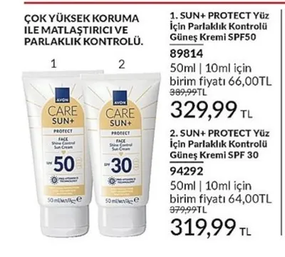 Avon Sun+ Protect Yüz İçin Parlaklık Kontrolü Güneş Kremi Spf50 50Ml