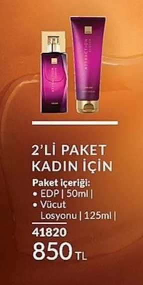 Avon Attraction Kadın İçin 2'Li Paket Edp 50Ml Ve Vücut Losyonu 125Ml