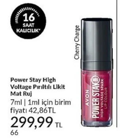 Avon Power Stay High Voltage Pırıltılı Likit Mat Ruj 7Ml