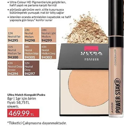 Ultra Match Kompakt Pudra 8Gr Ve Power Stay Concealer
