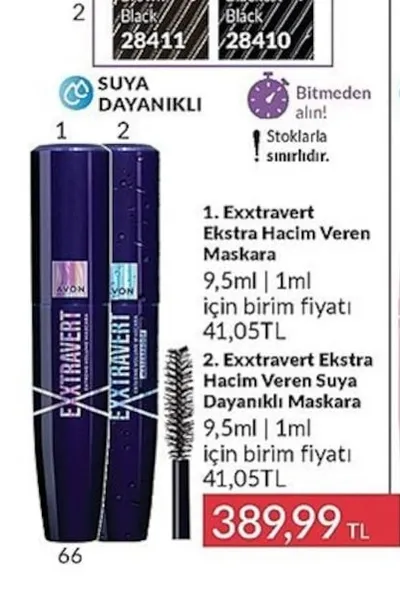 Avon Exxtravert Ekstra Hacim Veren Maskara 9,5Ml