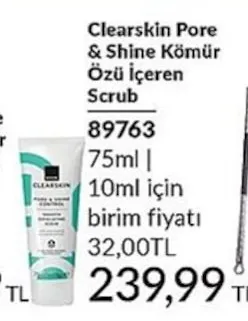 Clearskin Pore & Shine Kömür Özü Içeren Scrub 75Ml