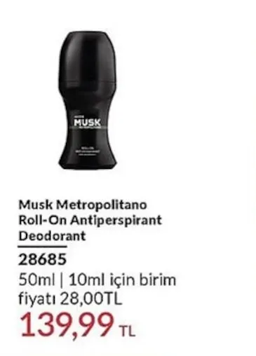 Musk Metropolitano Roll-On Antiperspirant Deodorant 50Ml