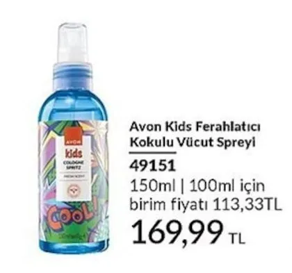Avon Kids Ferahlatıcı Kokulu Vücut Spreyi 150Ml