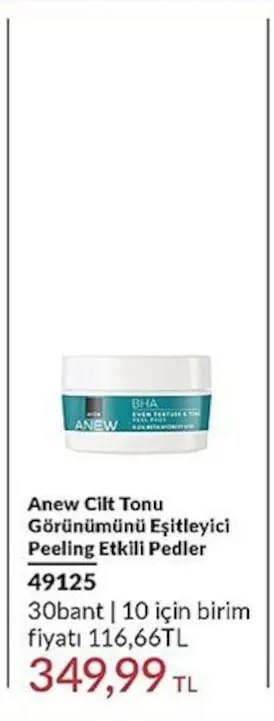 Anew Cilt Tonu Görünümünü Eşitleyici Peeling Etkili Pedler 30Bant