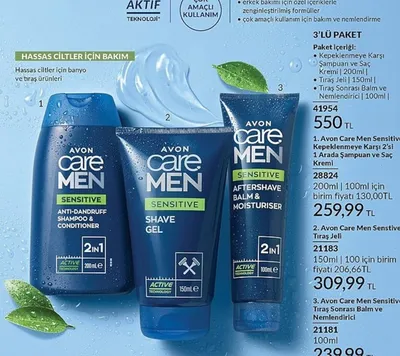 Avon Care Men Şampuan, Saç Kremi Ve Duş Jeli 200Ml
