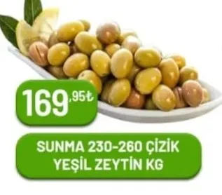 Sunma 230-260 Çizik Yeşil Zeytin Kg