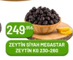 Zeytin Siyah Megastar Zeytin Kg 230-260