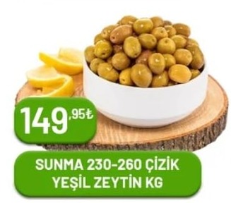 Sunma 230-260 Çizik Yeşil Zeytin Kg