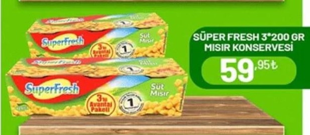 Süper Fresh Mısır Konservesi 3X200 Gr