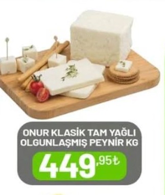 Onur Klasik Tam Yağli Olgunlaşmiş Peynir Kg