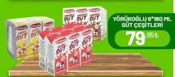 Yörükoğlu Süt Çeşitleri 6X180 Ml