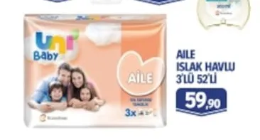 Uni Baby Aile Islak Havlu 3'Lü 52'Li