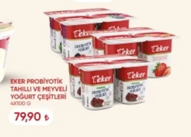 Eker Probiyotik Tahıllı Ve Meyveli Yoğurt Çeşitleri 4X100 G