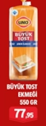 Uno Büyük Tost Ekmeği 550 Gr