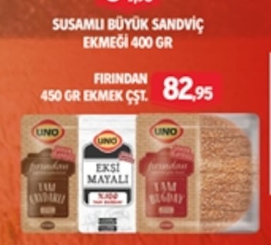 Uno 450 Gr Ekmek Çşt