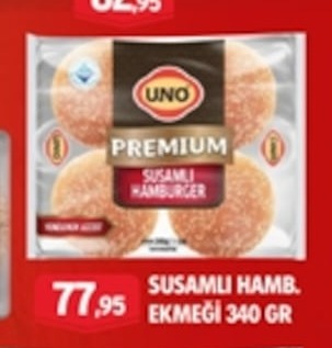 Uno Premium Susamlı Hamburger Ekmeği 340 Gr