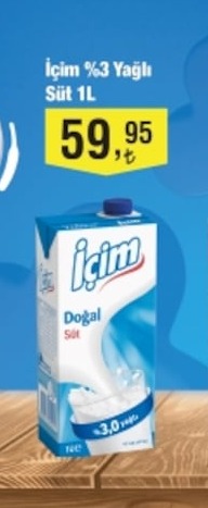 Içim %3 Yağlı Süt 1L