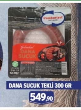 Cumhuriyet Dana Sucuk Tekli 300 Gr