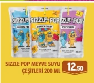 Sizzle Pop Meyve Suyu Çeşitleri 200 Ml