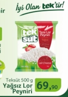 Teksüt Yağsız Lor Peyniri 500 Gr